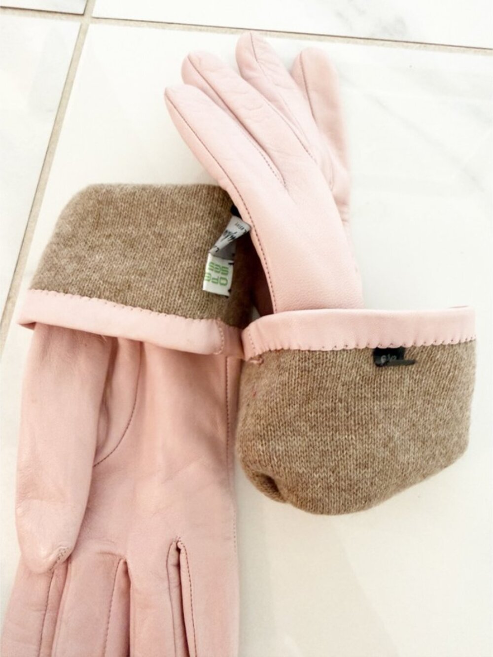 NM Neiman Marcus Ladies Pink Leather Cashmere Lined Gloves 6.5 - Picture 9 of 11